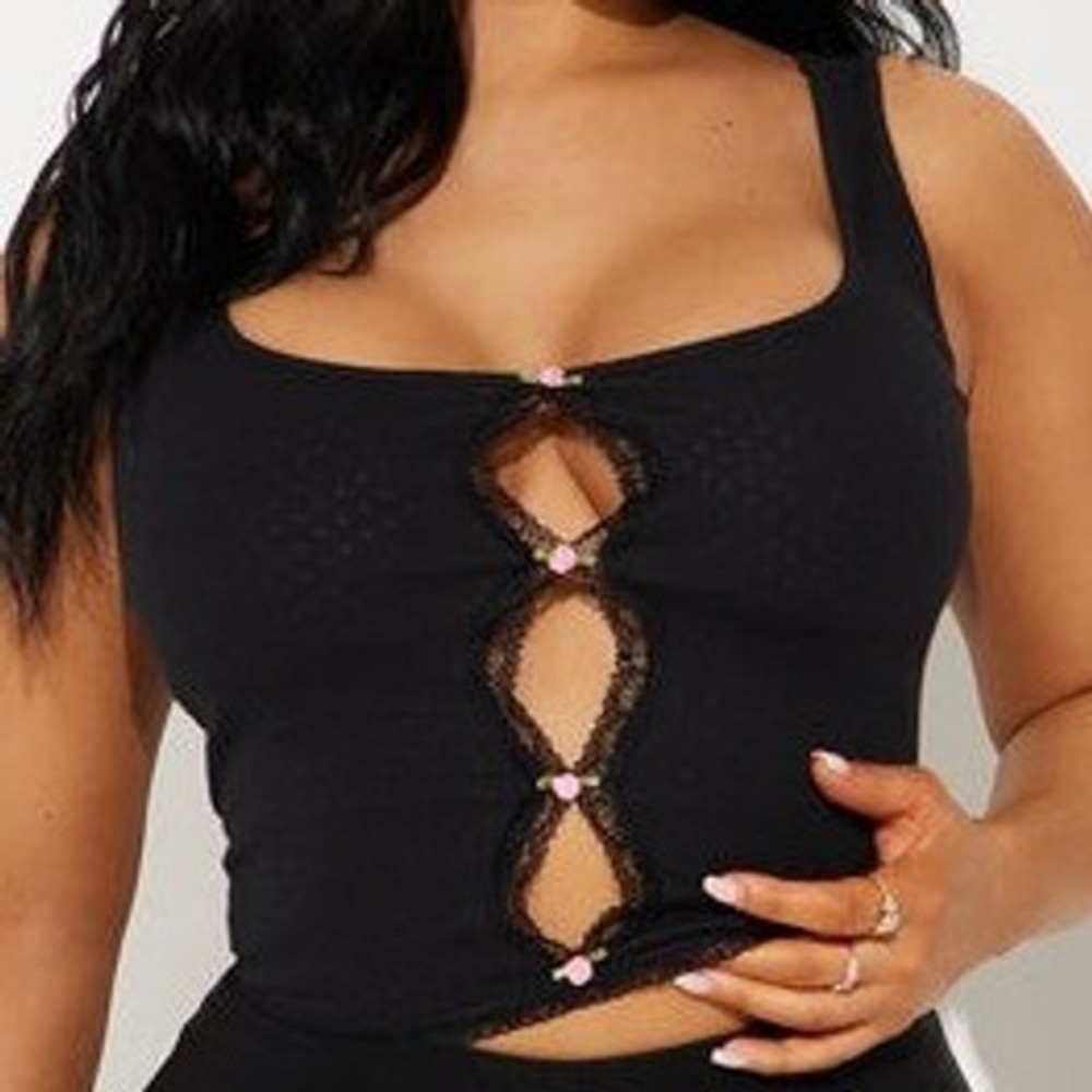 fashion nova nwt black rose cutout party festive fairy goth rave S cropped top